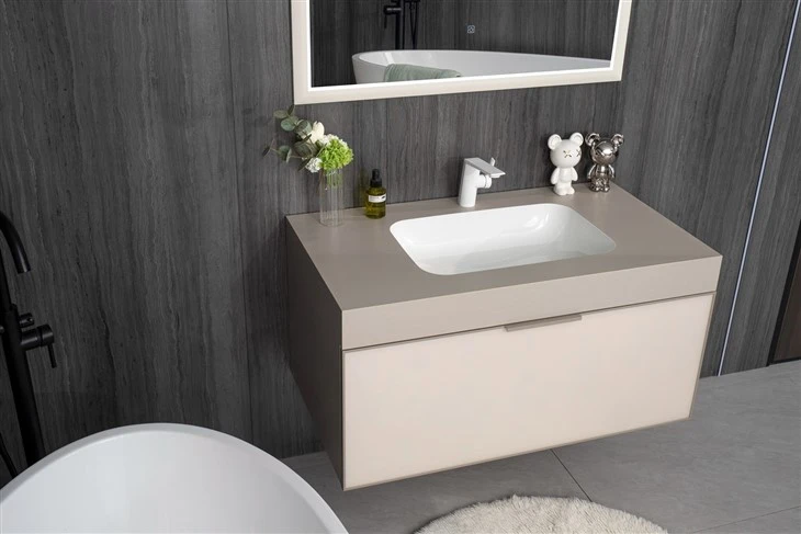 Hotel supply sintered stone bathroom wooden cabinets